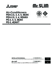 Mitsubishi Mr Slim PEH 2.5 3 4 5 6EAK PEH 2.5 3 4 5EAKH PE 3 4 5 6EAK PE 3 4EAKT Ducted Air Conditioner Installation Manual page 1