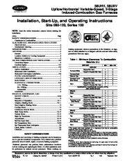 Carrier 58UHV 1SI Gas Furnace Owners Manual page 1