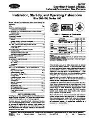 Carrier 58DXT 1SI Gas Furnace Owners Manual page 1