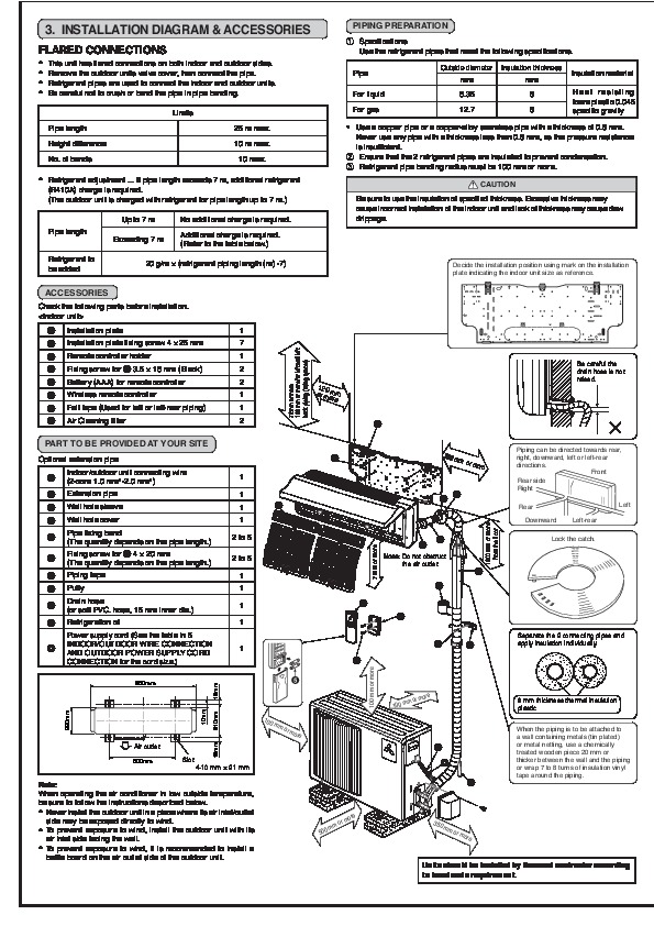 Mitsubishi MS GA50VB MSH GA50VB Wall Air Conditioner Installation Manual