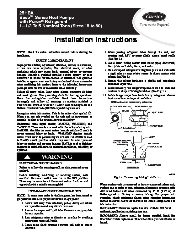 Carrier 25hba 2si Heat Air Conditioner Manual